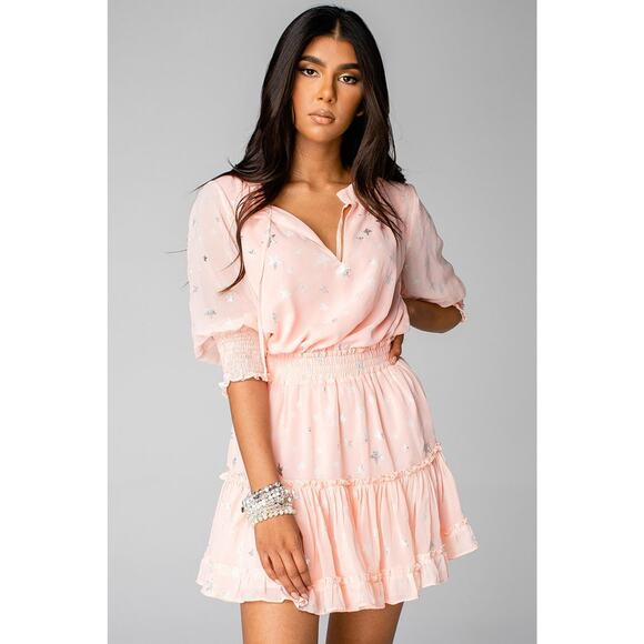 Buddy Love NWT Bronx Ballet Slipper Dress Silver Foil Star Print Small - Picture 2 of 8